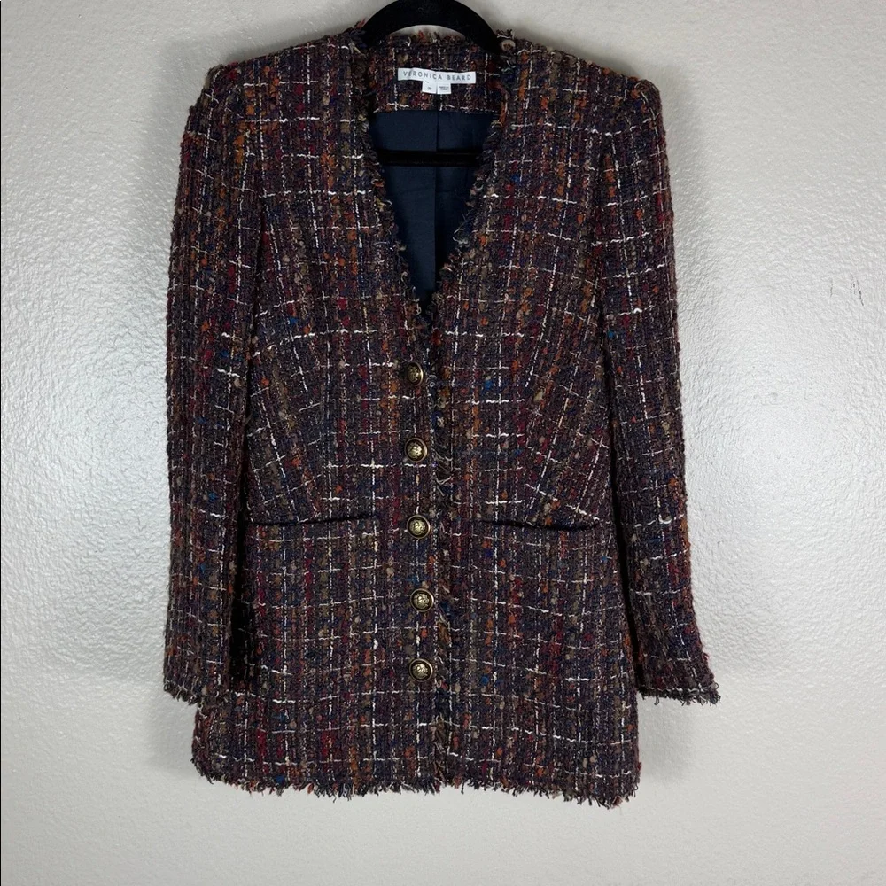 Veronica Beard Doris Dickey Metallic Bouclé-Tweed Jacket Blazer - Picture 5 of 10